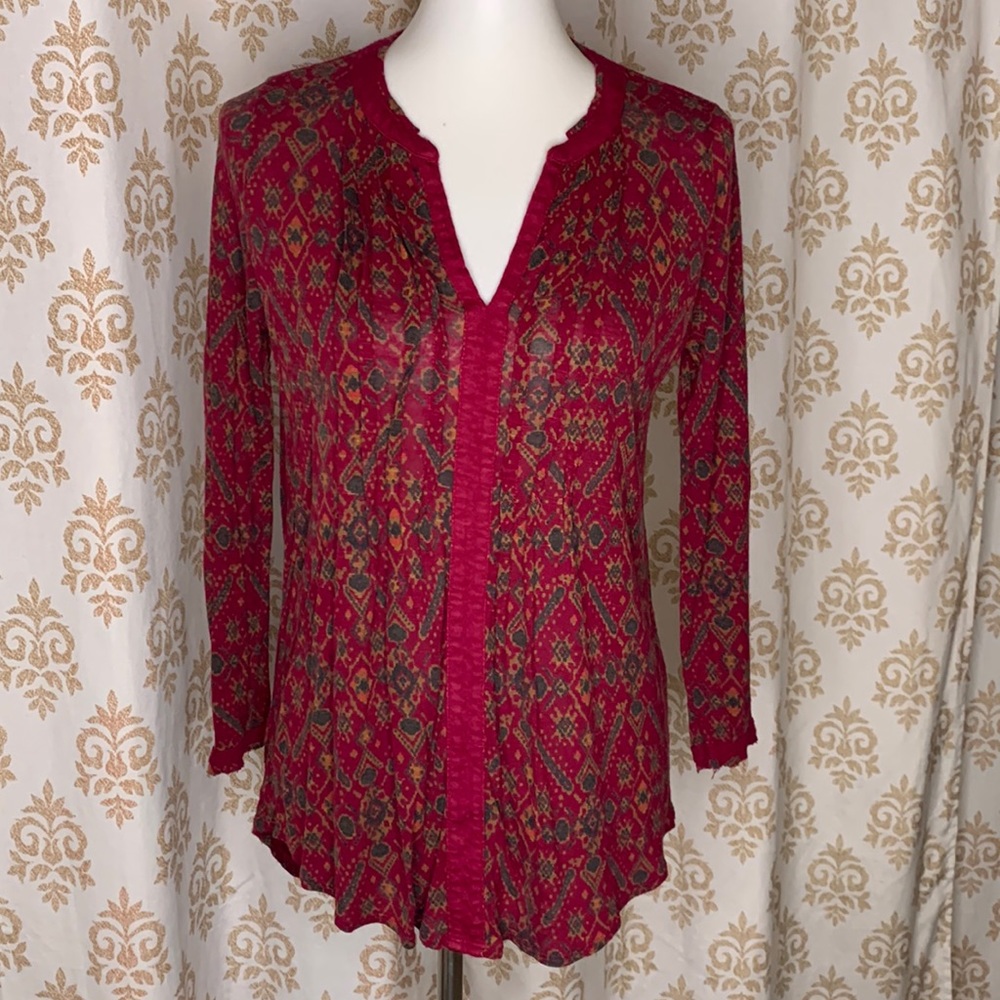 Lucky Brand Long-Sleeve V-Neck Top S